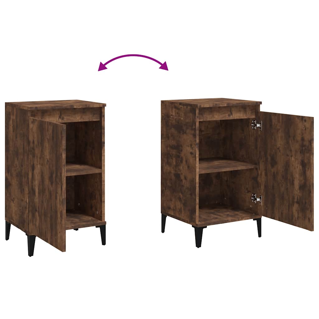 Comodini 2 pz Rovere Fumo 40x35x70 cm in Legno Multistrato