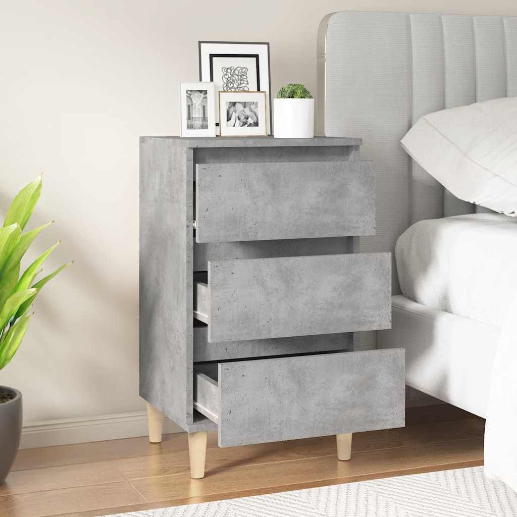 Comodino Grigio Cemento 40x35x70 cm in Legno Multistrato