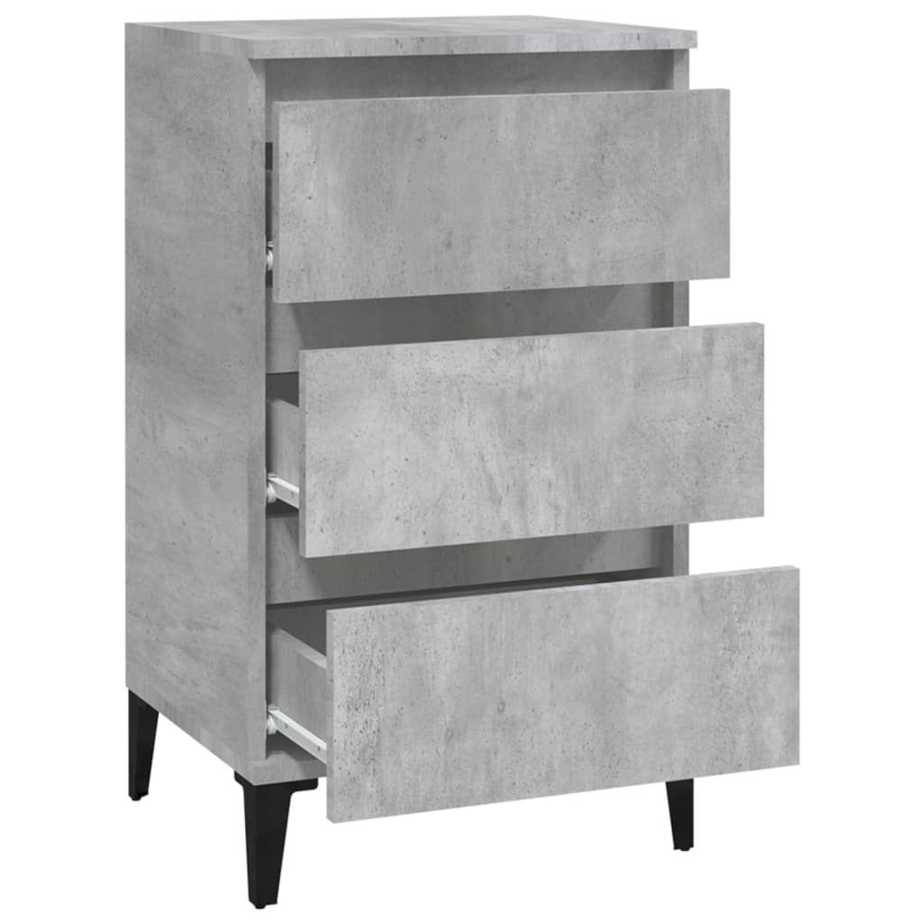 Comodino Grigio Cemento 40x35x70 cm in Legno Multistrato