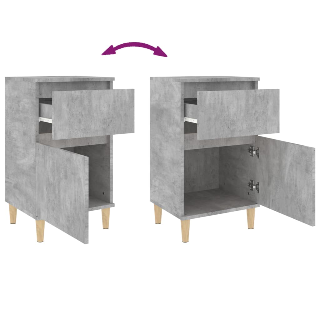 Comodini 2 pz Grigio Cemento 40x35x70 cm