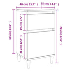 Comodini 2 pz Grigio Cemento 40x35x70 cm