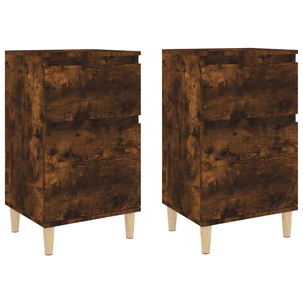Comodini 2pz Rovere Fumo 40x35x70 cm