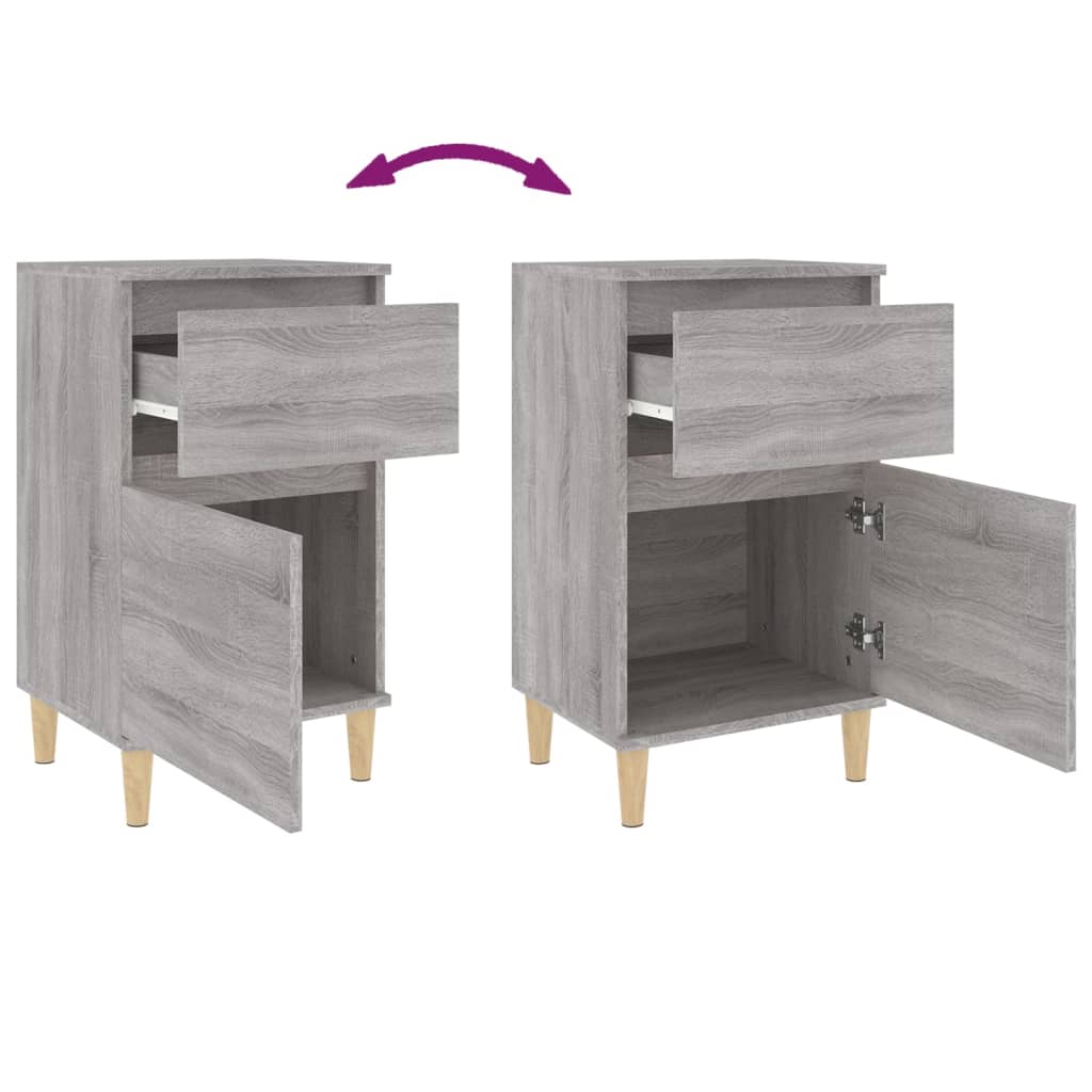 Comodini 2 pz Grigio Sonoma 40x35x70 cm