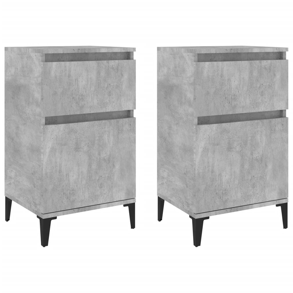 Comodini 2 pz Grigio Cemento 40x35x70 cm