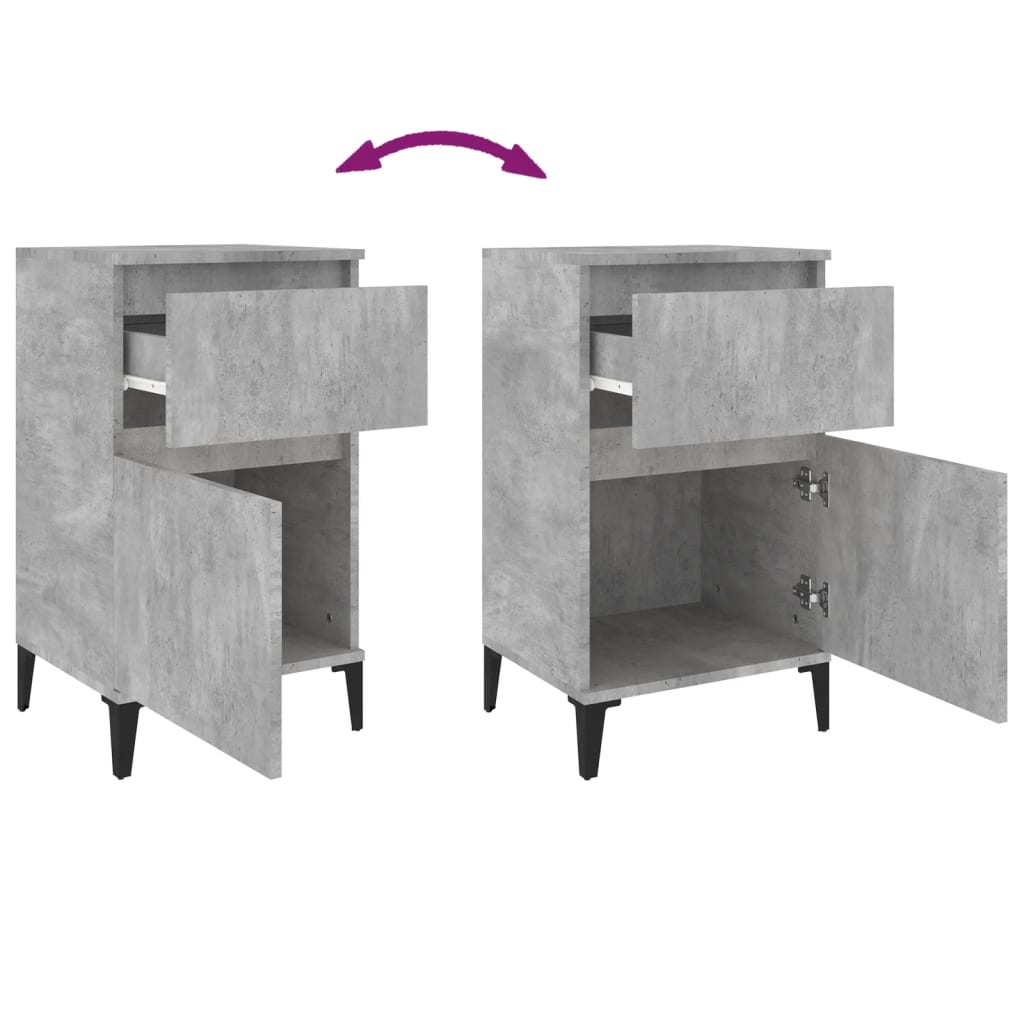 Comodini 2 pz Grigio Cemento 40x35x70 cm