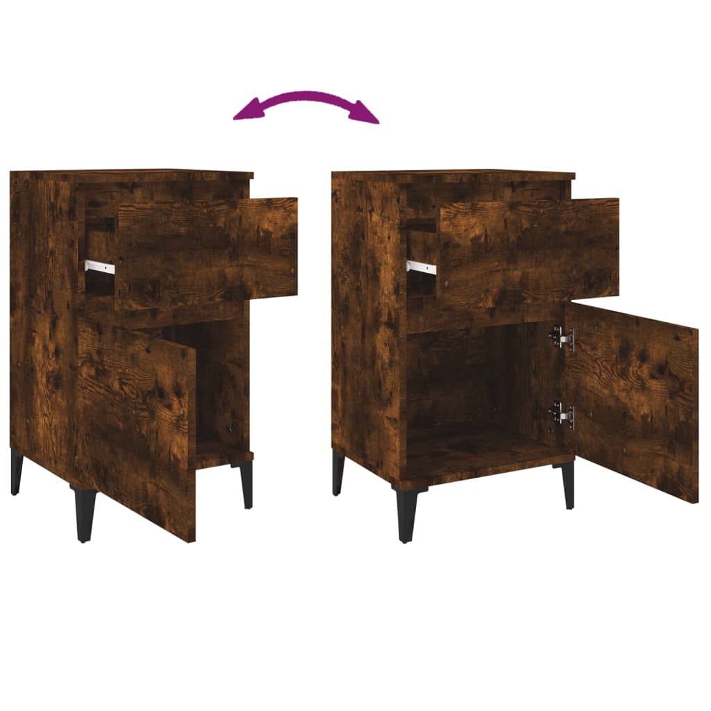 Comodini 2pz Rovere Fumo 40x35x70 cm