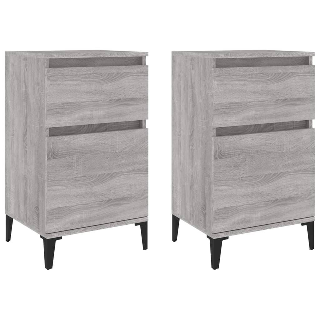 Comodini 2 pz Grigio Sonoma 40x35x70 cm
