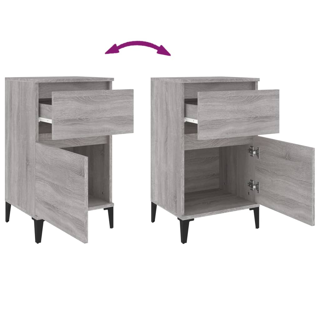 Comodini 2 pz Grigio Sonoma 40x35x70 cm
