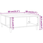 Tavolino Salotto Grigio Cemento 80x80x36,5 cm Legno Multistrato