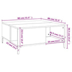 Tavolino da Salotto Nero 80x80x36,5 cm in Legno Multistrato