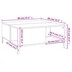 Tavolino da Salotto Rovere Fumo 80x80x36,5 cm Legno Multistrato