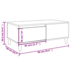 Tavolino da Salotto Bianco 90x50x36,5 cm in Legno Multistrato