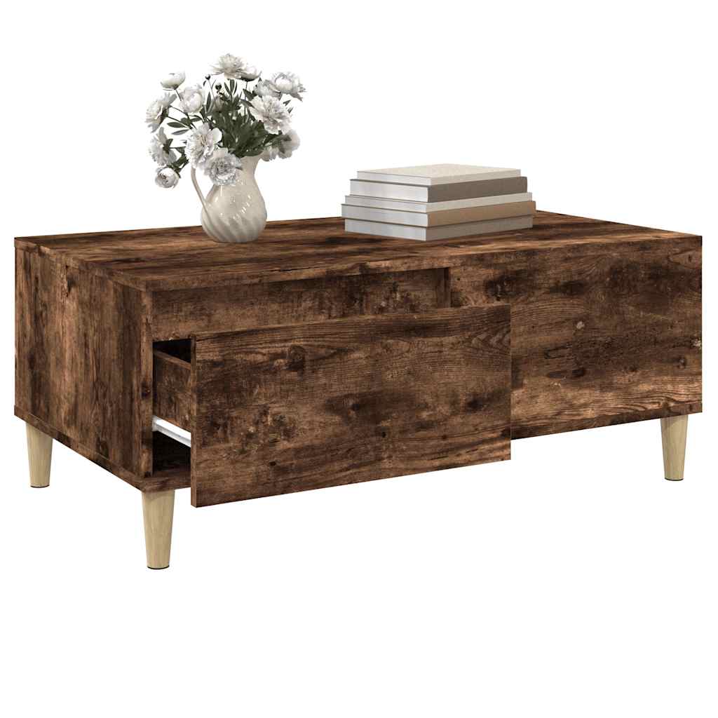 Tavolino da Salotto Rovere Fumo 90x50x36,5 cm Legno Multistrato