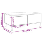 Tavolino da Salotto Rovere Fumo 90x50x36,5 cm Legno Multistrato