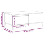 Tavolino da Salotto Bianco 90x50x36,5 cm in Legno Multistrato