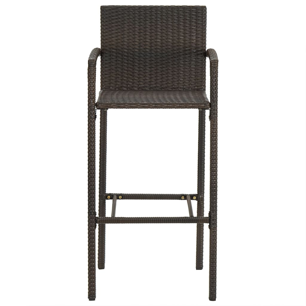 Sgabelli da Bar 2 pz in Polyrattan Marrone