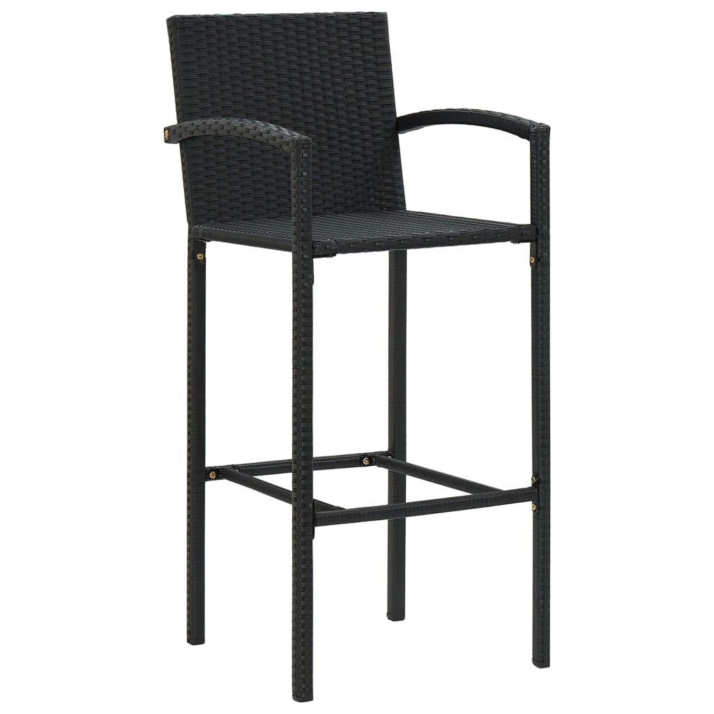 Sgabelli da Bar 2 pz in Polyrattan Nero