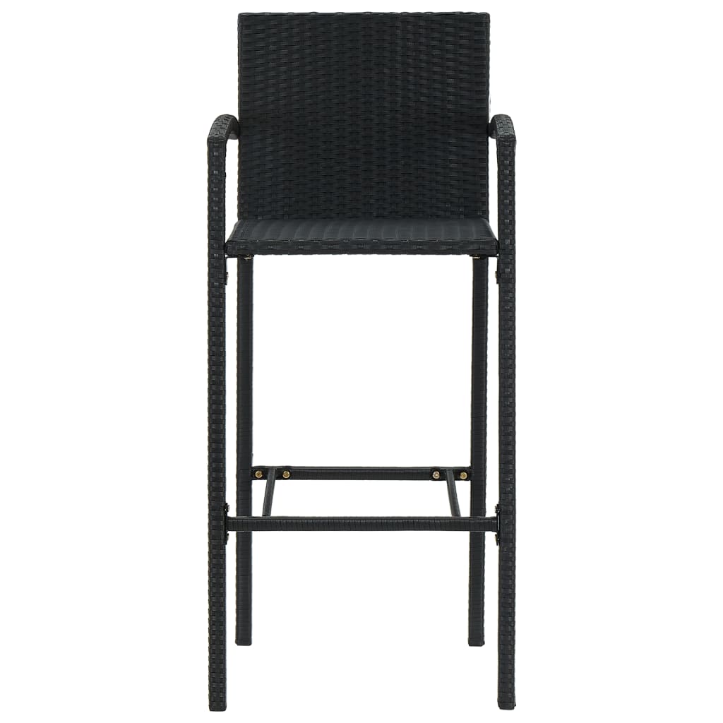 Sgabelli da Bar 2 pz in Polyrattan Nero