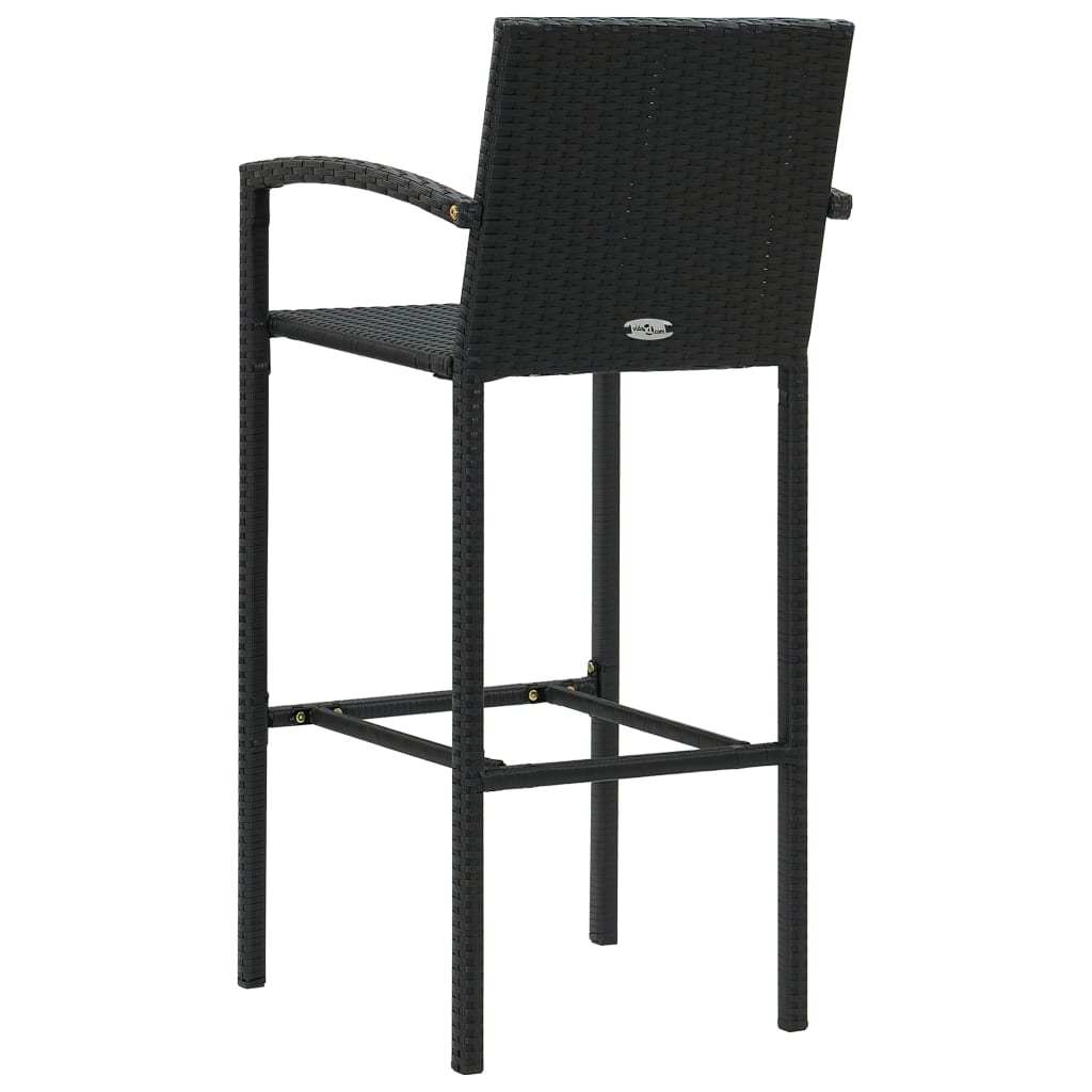 Sgabelli da Bar 2 pz in Polyrattan Nero