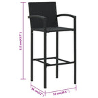 Sgabelli da Bar 2 pz in Polyrattan Nero
