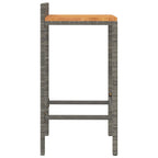 Sgabelli da Bar 4pz Grigi Polyrattan e Legno Massello di Acacia