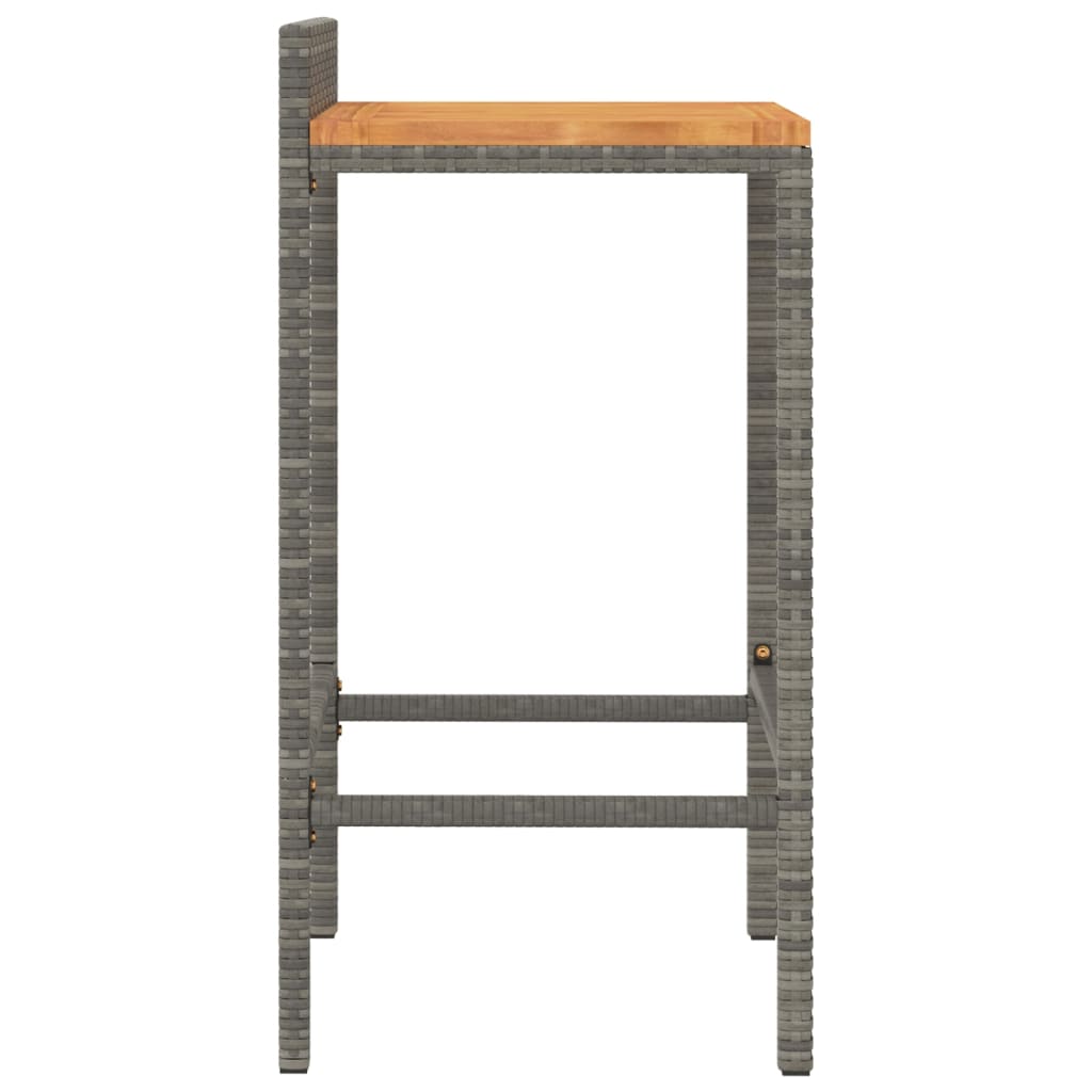 Sgabelli da Bar 4pz Grigi Polyrattan e Legno Massello di Acacia
