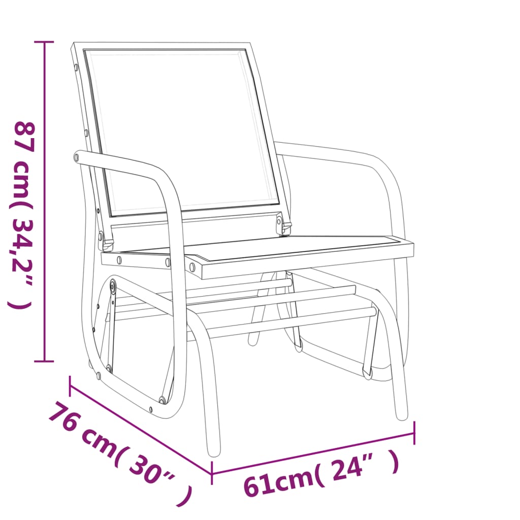 Sedia a Dondolo Giardino Marrone 61x76x87cm Textilene e Acciaio