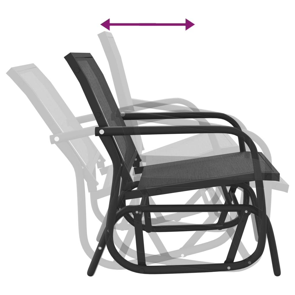 Sedie a Dondolo Giardino 2pz Nere 61x76x87 Textilene e Acciaio