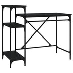 Scrivania Ripiani Nera 105x50x90 cm Legno Multistrato e Ferro