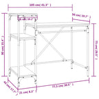 Scrivania Ripiani Nera 105x50x90 cm Legno Multistrato e Ferro