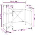 Scrivania Ripiani Rovere Fumo 105x50x90cm Multistrato e Ferro