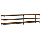 Mobile TV Rovere Fumo 200x30x50 cm Legno Multistrato e Metallo