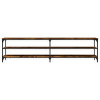 Mobile TV Rovere Fumo 200x30x50 cm Legno Multistrato e Metallo