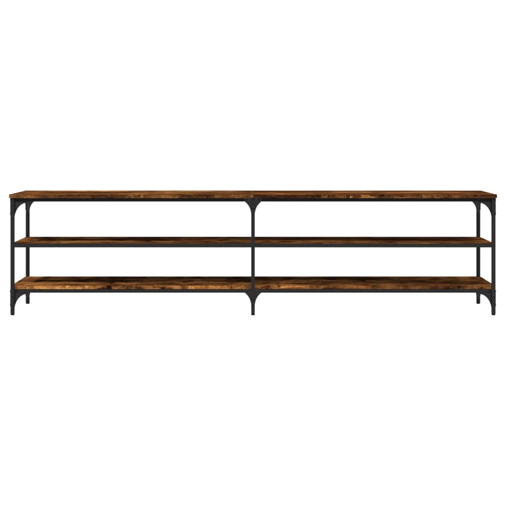 Mobile TV Rovere Fumo 200x30x50 cm Legno Multistrato e Metallo