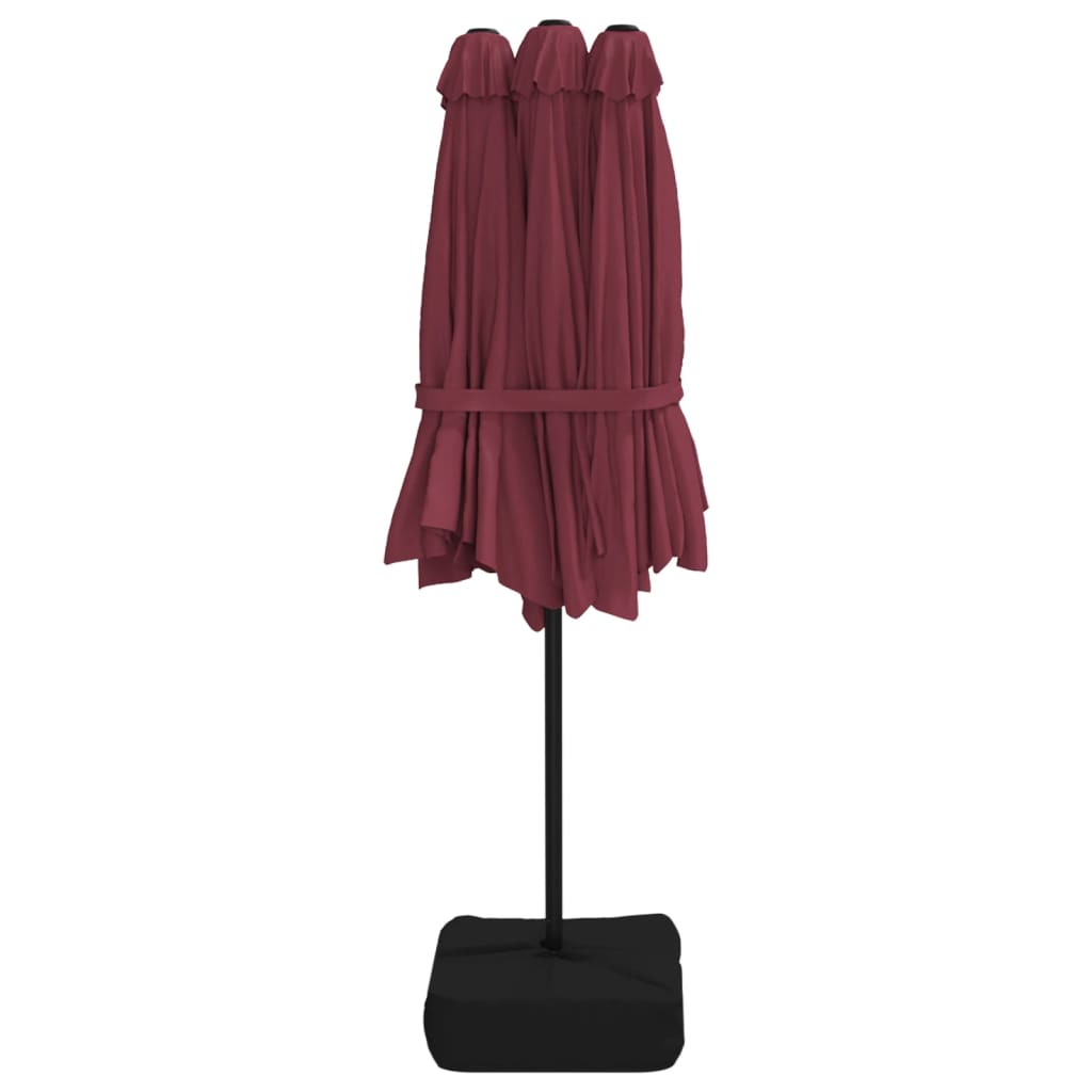 Ombrellone da Giardino a Doppia Testa Rosso Bordeaux 449x265 cm