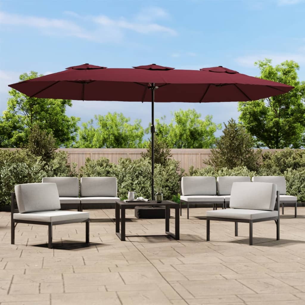 Ombrellone da Giardino a Doppia Testa Rosso Bordeaux 449x265 cm