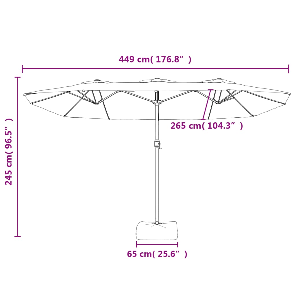 Ombrellone a Doppia Testa con LED Antracite 449x265 cm