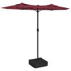 Ombrellone da Giardino a Doppia Testa Rosso Bordeaux 316x145 cm