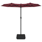 Ombrellone da Giardino a Doppia Testa Rosso Bordeaux 316x145 cm