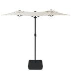 Ombrellone a Doppia Testa con LED Bianco Sabbia 316x145 cm