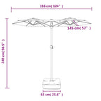 Ombrellone a Doppia Testa con LED Verde 316x145 cm