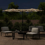Ombrellone a Doppia Testa con LED Tortora 316x145 cm
