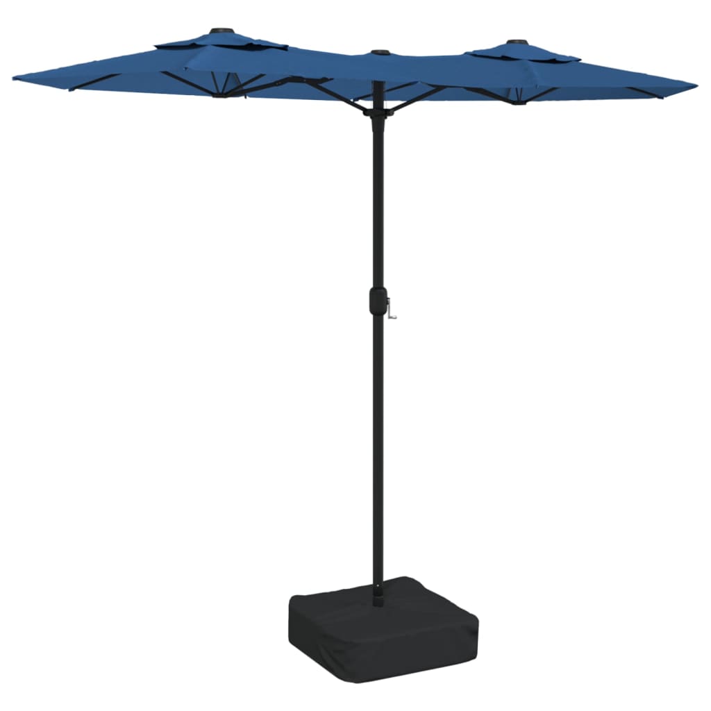 Ombrellone a Doppia Testa con LED Azzurro 316x145 cm