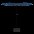 Ombrellone a Doppia Testa con LED Azzurro 316x145 cm