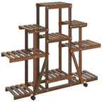 Portafiori con Ruote 110x25x101 cm in Legno Massello di Abete