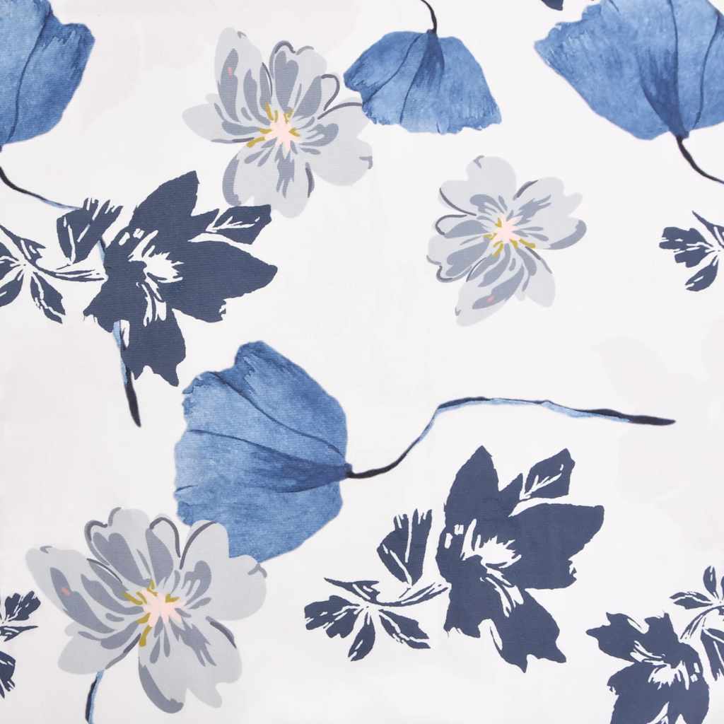 Sedia Pantofola in Tessuto Fiori Blu