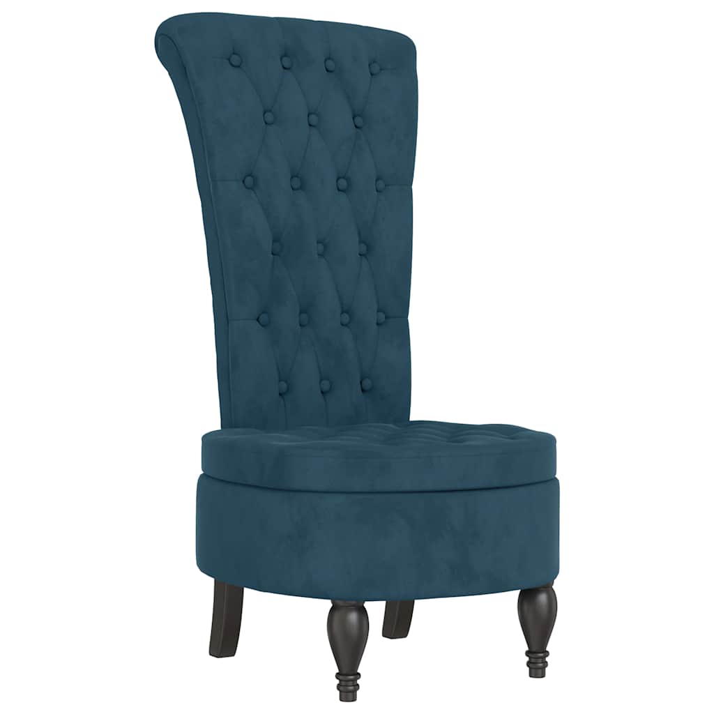Sedia con Schienale Alto Design con Bottoni in Velluto Blu