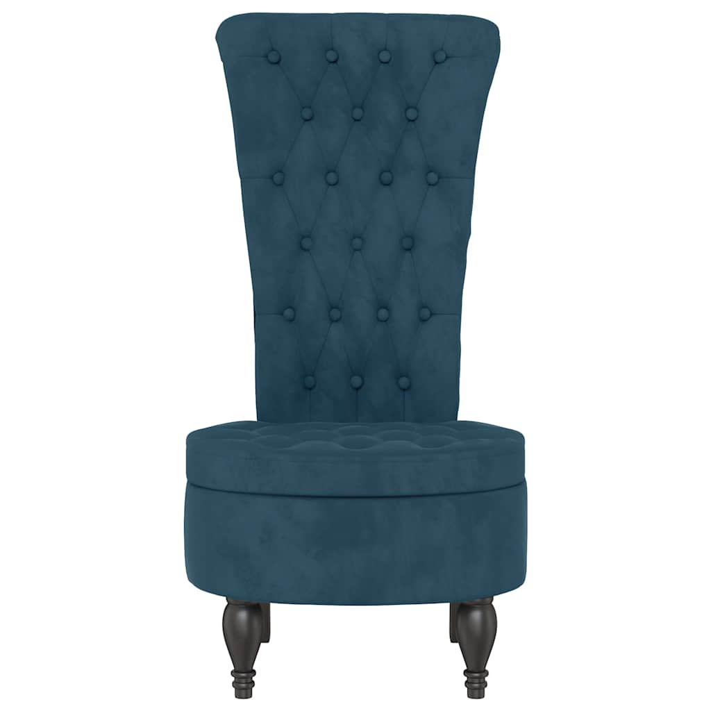 Sedia con Schienale Alto Design con Bottoni in Velluto Blu