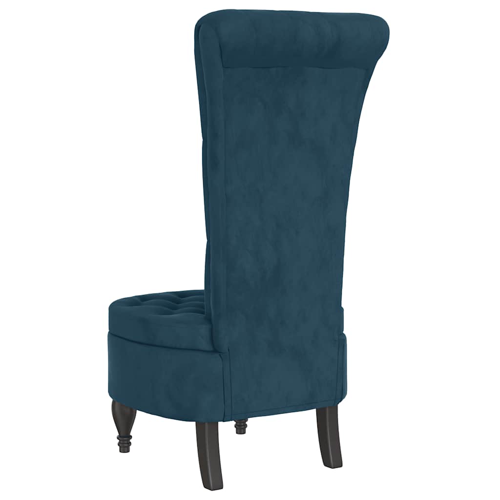 Sedia con Schienale Alto Design con Bottoni in Velluto Blu