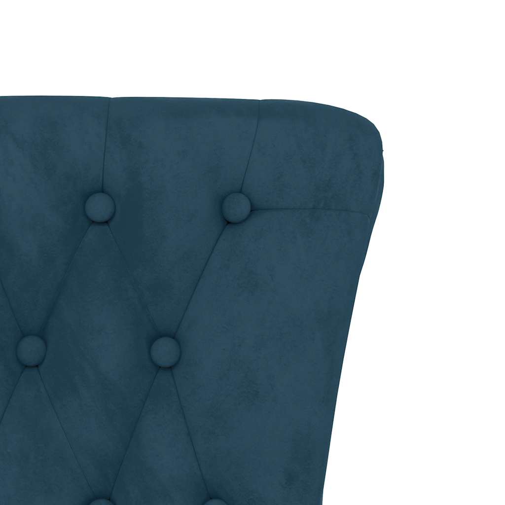 Sedia con Schienale Alto Design con Bottoni in Velluto Blu